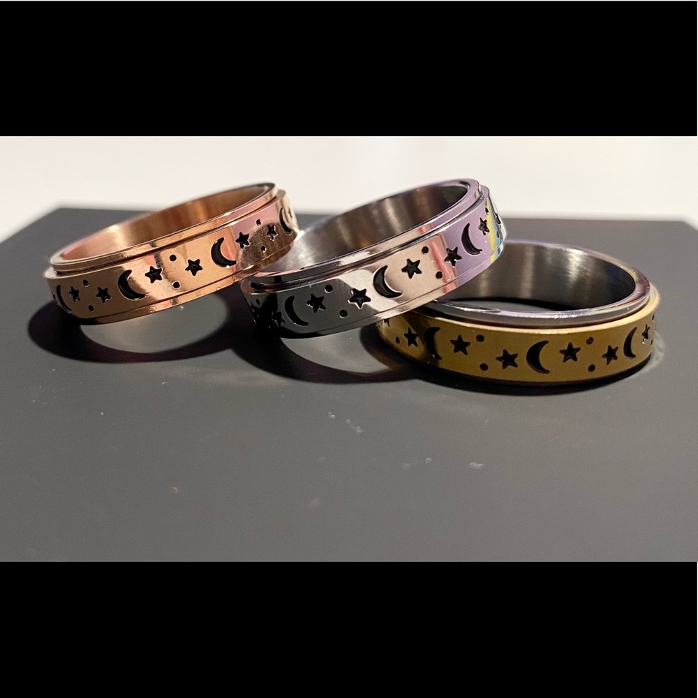 Moon and Star Fidget Ring/ Anxiety Ring/ Rotating Ring